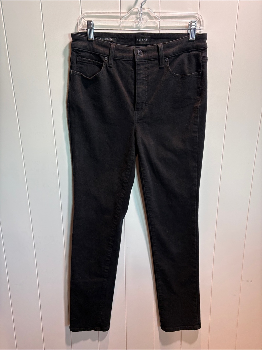 Talbots black denim straight leg jean stretchy 6